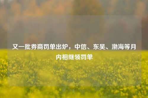 又一批券商罚单出炉，中信、东吴、渤海等月内相继领罚单-第1张图片-特色小吃做法