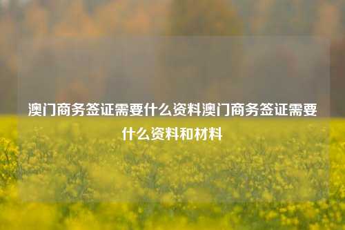 澳门商务签证需要什么资料澳门商务签证需要什么资料和材料-第1张图片-特色小吃做法