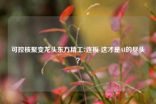 可控核聚变龙头东方精工7连板 这才是AI的尽头？-第1张图片-特色小吃做法