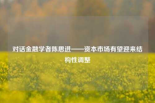 对话金融学者陈思进——资本市场有望迎来结构性调整-第1张图片-特色小吃做法