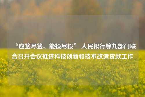 “应签尽签、能投尽投” 人民银行等九部门联合召开会议推进科技创新和技术改造贷款工作-第1张图片-特色小吃做法