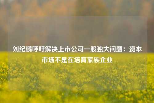 刘纪鹏呼吁解决上市公司一股独大问题：资本市场不是在培育家族企业-第1张图片-特色小吃做法