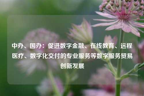 中办、国办：促进数字金融、在线教育、远程医疗、数字化交付的专业服务等数字服务贸易创新发展-第1张图片-特色小吃做法