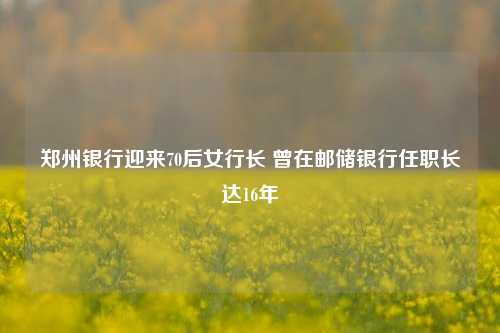 郑州银行迎来70后女行长 曾在邮储银行任职长达16年-第1张图片-特色小吃做法