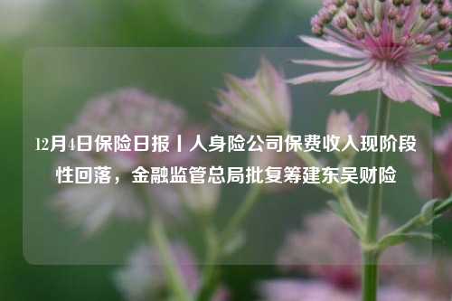 12月4日保险日报丨人身险公司保费收入现阶段性回落，金融监管总局批复筹建东吴财险-第1张图片-特色小吃做法