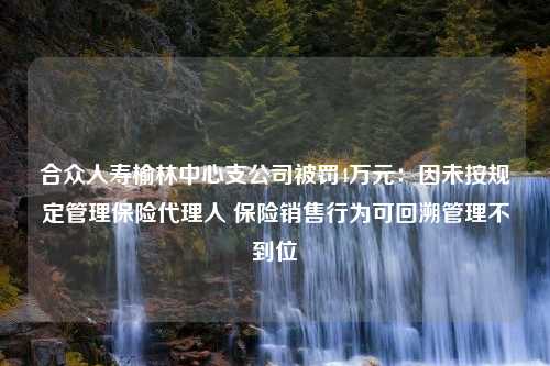 合众人寿榆林中心支公司被罚4万元：因未按规定管理保险代理人 保险销售行为可回溯管理不到位