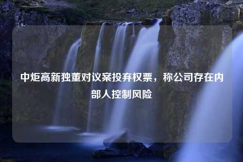 中炬高新独董对议案投弃权票，称公司存在内部人控制风险