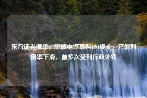 东方证券撤单，宁波中淳高科IPO终止，产能利用率下滑，曾多次受到行政处罚