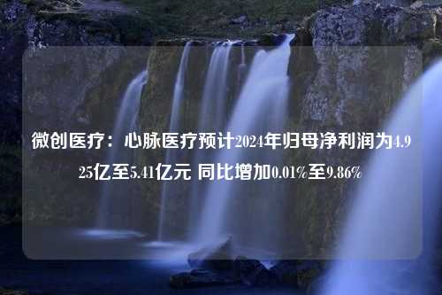 微创医疗：心脉医疗预计2024年归母净利润为4.925亿至5.41亿元 同比增加0.01%至9.86%